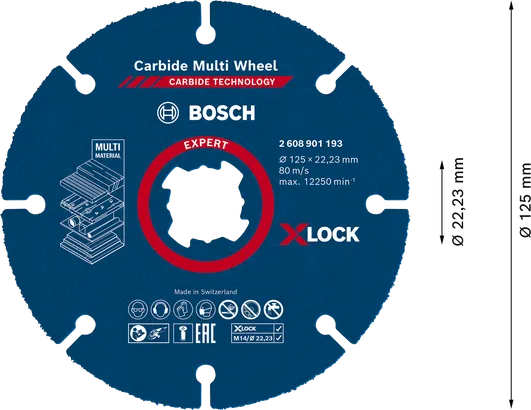 Bosch EXPERT 多材料硬質合金切割盤，X-Lock。