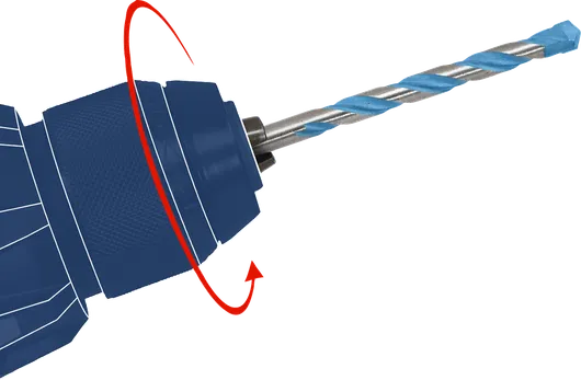 旋轉鑽夾頭使石工鑽頭旋轉以用於鑽孔應用。.