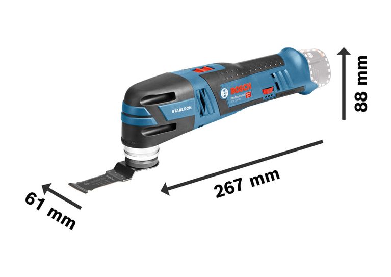 配備 Starlock 的Bosch GOP 12V-28 無線多功能切割機。.