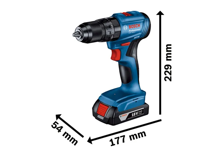 Bosch GSB 185-LI 無線電鑽，尺寸 18V 2.0Ah。.