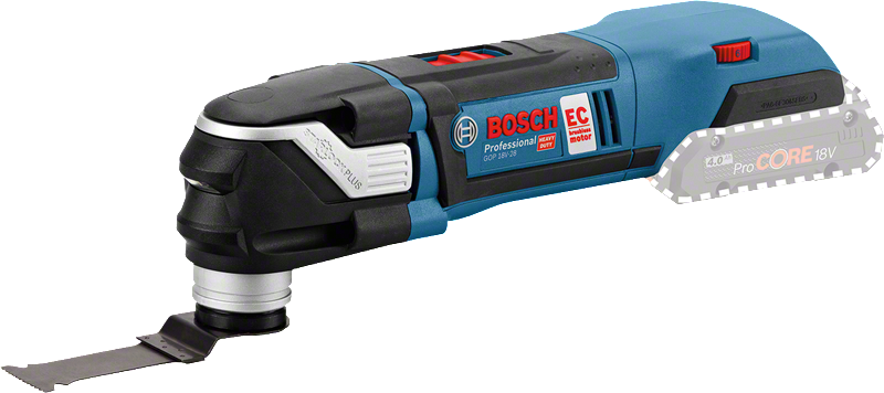 搭配 StarlockPlus 的Bosch GOP 18V-28 無線多功能工具。.