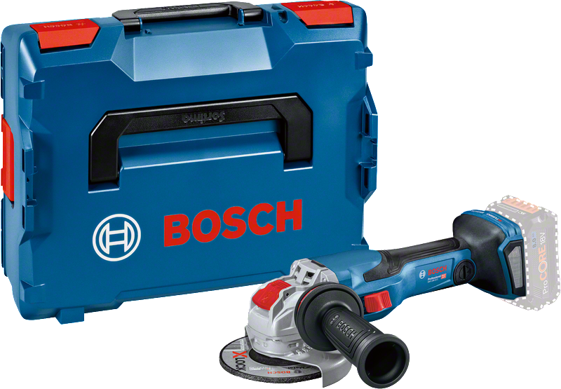 Bosch GWX 18V-15 C cordless angle grinder with case.