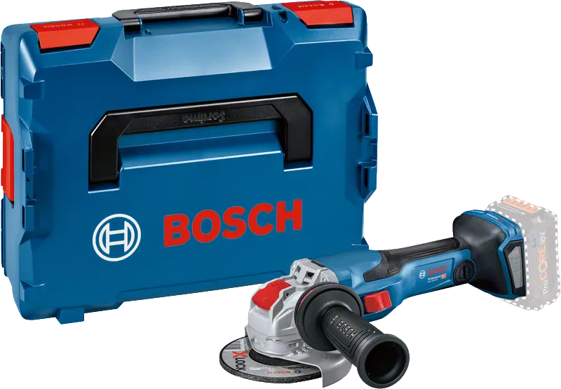Bosch GWX 18V-15 C cordless angle grinder with case.