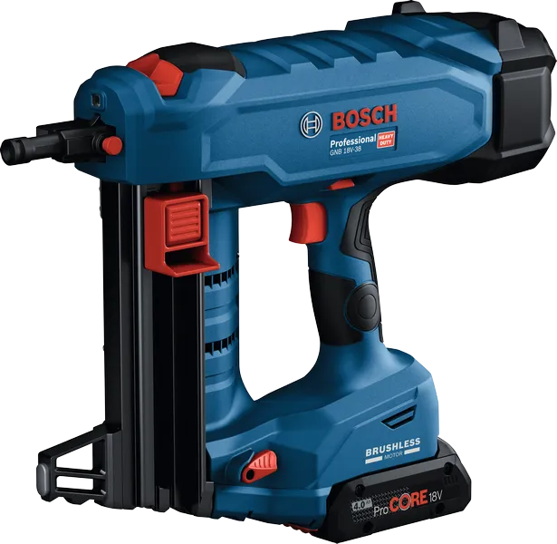 BoschGNB 18V-38 無線釘槍，配備 ProCORE18V 電池。