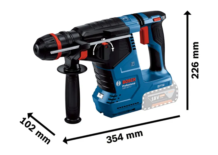 Bosch GBH 187-LI rotary hammer with 18V battery.
