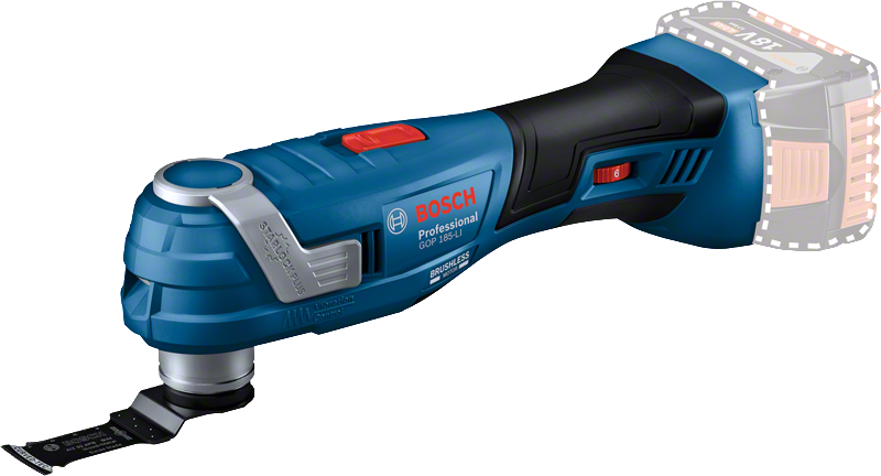Bosch GOP 18V-185 LI cordless multi-tool for professional use.