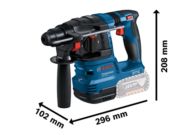 帶有 18V 電池槽的BoschGBH 185-Li 旋轉錘。.