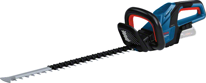 Bosch 18V-60 無線樹籬修剪機，用於修剪灌木。.