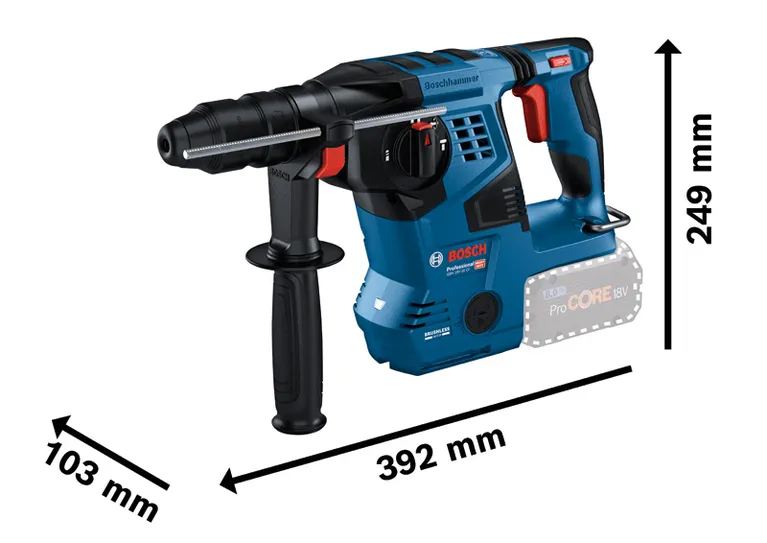 Bosch GBH 18V-28 CF cordless rotary hammer with SDS plus.