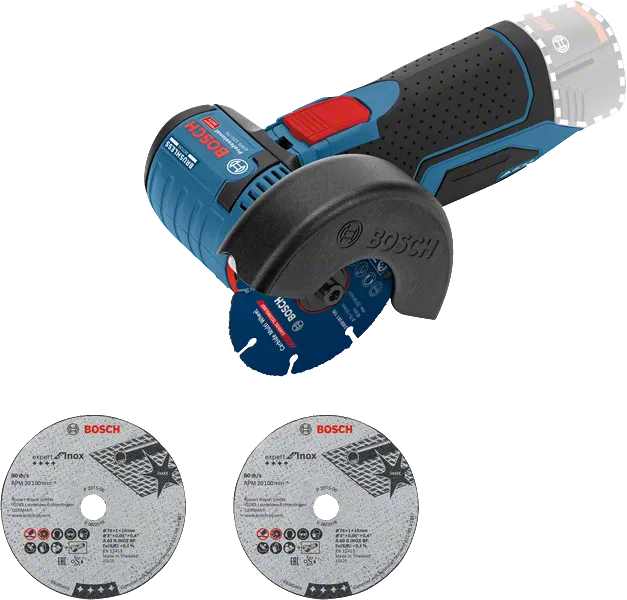 BoschGWS 12V-76 無線角磨機，附切割盤。.