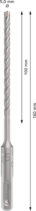 PRO SDS plus-5X 四溝鎚鑽鑽頭,5 x 100 x 160 mm PRO SDS plus-5X 四溝鎚鑽鑽頭,5 x 100 x 160 mm