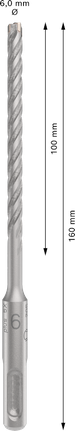 PRO SDS plus-5X 四溝鎚鑽鑽頭,6 x 100 x 160 mm PRO SDS plus-5X 四溝鎚鑽鑽頭,6 x 100 x 160 mm