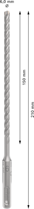 PRO SDS plus-5X 四溝鎚鑽鑽頭,6 x 150 x 210 mm PRO SDS plus-5X 四溝鎚鑽鑽頭,6 x 150 x 210 mm
