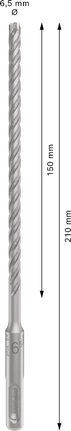 PRO SDS plus-5X 四溝鎚鑽鑽頭,6.5 x 150 x 210 mm PRO SDS plus-5X 四溝鎚鑽鑽頭,6.5 x 150 x 210 mm