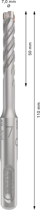 PRO SDS plus-5X 四溝鎚鑽鑽頭,7 x 50 x 110 mm PRO SDS plus-5X 四溝鎚鑽鑽頭,7 x 50 x 110 mm
