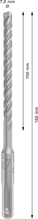 PRO SDS plus-5X 四溝鎚鑽鑽頭,7 x 100 x 160 mm PRO SDS plus-5X 四溝鎚鑽鑽頭,7 x 100 x 160 mm
