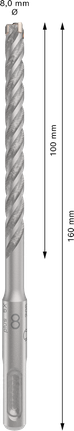 PRO SDS plus-5X 四溝鎚鑽鑽頭,8 x 100 x 160 mm PRO SDS plus-5X 四溝鎚鑽鑽頭,8 x 100 x 160 mm