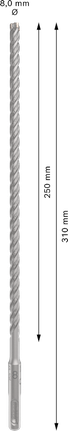 PRO SDS plus-5X 四溝鎚鑽鑽頭,8 x 250 x 310 mm PRO SDS plus-5X 四溝鎚鑽鑽頭,8 x 250 x 310 mm