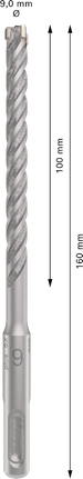 PRO SDS plus-5X 四溝鎚鑽鑽頭,9 x 100 x 160 mm PRO SDS plus-5X 四溝鎚鑽鑽頭,9 x 100 x 160 mm