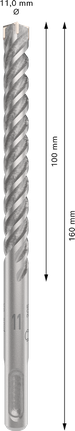 PRO SDS plus-5X 四溝鎚鑽鑽頭,11 x 100 x 160 mm PRO SDS plus-5X 四溝鎚鑽鑽頭,11 x 100 x 160 mm