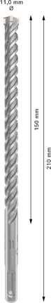 PRO SDS plus-5X 四溝鎚鑽鑽頭,11 x 150 x 210 mm PRO SDS plus-5X 四溝鎚鑽鑽頭,11 x 150 x 210 mm