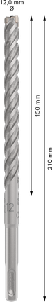 PRO SDS plus-5X 四溝鎚鑽鑽頭,12 x 150 x 210 mm PRO SDS plus-5X 四溝鎚鑽鑽頭,12 x 150 x 210 mm