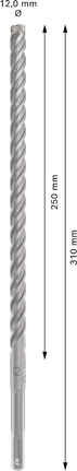 PRO SDS plus-5X 四溝鎚鑽鑽頭,12 x 250 x 310 mm PRO SDS plus-5X 四溝鎚鑽鑽頭,12 x 250 x 310 mm
