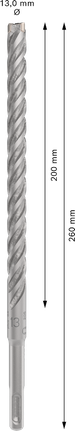 PRO SDS plus-5X 四溝鎚鑽鑽頭,13 x 200 x 260 mm PRO SDS plus-5X 四溝鎚鑽鑽頭,13 x 200 x 260 mm