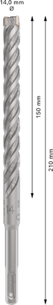 PRO SDS plus-5X 四溝鎚鑽鑽頭,14 x 150 x 210 mm PRO SDS plus-5X 四溝鎚鑽鑽頭,14 x 150 x 210 mm