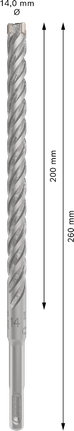 PRO SDS plus-5X 四溝鎚鑽鑽頭,14 x 200 x 260 mm PRO SDS plus-5X 四溝鎚鑽鑽頭,14 x 200 x 260 mm