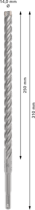PRO SDS plus-5X 四溝鎚鑽鑽頭,14 x 250 x 310 mm PRO SDS plus-5X 四溝鎚鑽鑽頭,14 x 250 x 310 mm