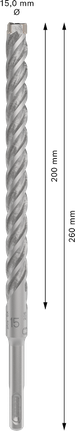 PRO SDS plus-5X 四溝鎚鑽鑽頭,15 x 200 x 260 mm PRO SDS plus-5X 四溝鎚鑽鑽頭,15 x 200 x 260 mm