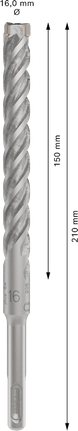 PRO SDS plus-5X 四溝鎚鑽鑽頭,16 x 150 x 210 mm PRO SDS plus-5X 四溝鎚鑽鑽頭,16 x 150 x 210 mm