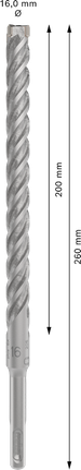 PRO SDS plus-5X 四溝鎚鑽鑽頭,16 x 200 x 260 mm PRO SDS plus-5X 四溝鎚鑽鑽頭,16 x 200 x 260 mm