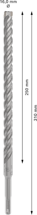 PRO SDS plus-5X 四溝鎚鑽鑽頭,16 x 250 x 310 mm PRO SDS plus-5X 四溝鎚鑽鑽頭,16 x 250 x 310 mm