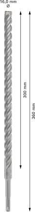 PRO SDS plus-5X 四溝鎚鑽鑽頭,16 x 300 x 360 mm PRO SDS plus-5X 四溝鎚鑽鑽頭,16 x 300 x 360 mm