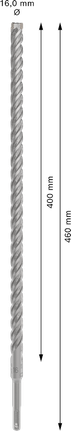 PRO SDS plus-5X 四溝鎚鑽鑽頭,16 x 400 x 460 mm PRO SDS plus-5X 四溝鎚鑽鑽頭,16 x 400 x 460 mm