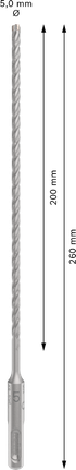 PRO SDS plus-5X 四溝鎚鑽鑽頭,5 x 200 x 260 mm PRO SDS plus-5X 四溝鎚鑽鑽頭,5 x 200 x 260 mm