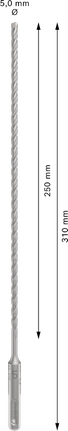 PRO SDS plus-5X 四溝鎚鑽鑽頭,5 x 250 x 310 mm PRO SDS plus-5X 四溝鎚鑽鑽頭,5 x 250 x 310 mm