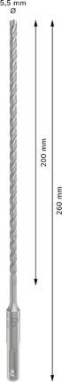 PRO SDS plus-5X 四溝鎚鑽鑽頭,5.5 x 200 x 260 mm PRO SDS plus-5X 四溝鎚鑽鑽頭,5.5 x 200 x 260 mm