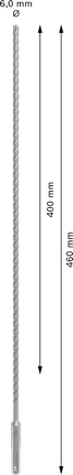 PRO SDS plus-5X 四溝鎚鑽鑽頭,6 x 400 x 460 mm PRO SDS plus-5X 四溝鎚鑽鑽頭,6 x 400 x 460 mm