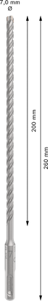 PRO SDS plus-5X 四溝鎚鑽鑽頭,7 x 200 x 260 mm PRO SDS plus-5X 四溝鎚鑽鑽頭,7 x 200 x 260 mm
