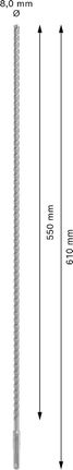 PRO SDS plus-5X 四溝鎚鑽鑽頭,8 x 550 x 610 mm PRO SDS plus-5X 四溝鎚鑽鑽頭,8 x 550 x 610 mm