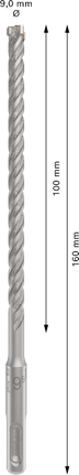 PRO SDS plus-5X 四溝鎚鑽鑽頭,9.5 x 100 x 160 mm PRO SDS plus-5X 四溝鎚鑽鑽頭,9.5 x 100 x 160 mm