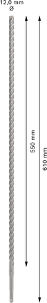 PRO SDS plus-5X 四溝鎚鑽鑽頭,12 x 550 x 610 mm PRO SDS plus-5X 四溝鎚鑽鑽頭,12 x 550 x 610 mm