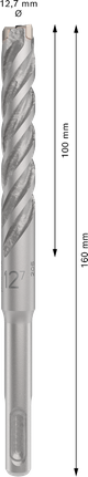 PRO SDS plus-5X 四溝鎚鑽鑽頭,12.7 x 100 x 160 mm PRO SDS plus-5X 四溝鎚鑽鑽頭,12.7 x 100 x 160 mm