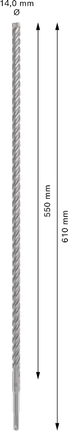 PRO SDS plus-5X 四溝鎚鑽鑽頭,14 x 550 x 610 mm PRO SDS plus-5X 四溝鎚鑽鑽頭,14 x 550 x 610 mm
