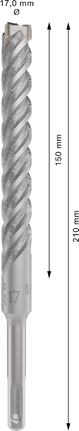 PRO SDS plus-5X 四溝鎚鑽鑽頭,17 x 150 x 210 mm PRO SDS plus-5X 四溝鎚鑽鑽頭,17 x 150 x 210 mm