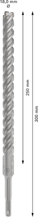PRO SDS plus-5X 四溝鎚鑽鑽頭,18 x 250 x 300 mm PRO SDS plus-5X 四溝鎚鑽鑽頭,18 x 250 x 300 mm
