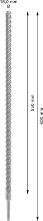 PRO SDS plus-5X 四溝鎚鑽鑽頭,18 x 550 x 600 mm PRO SDS plus-5X 四溝鎚鑽鑽頭,18 x 550 x 600 mm